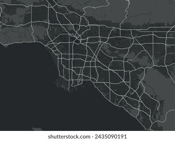 Vector city map of Los Angeles California in the United States of America with white roads isolated on a grey background.