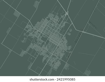 Vector city map of Los Mochis in Mexico with white roads isolated on a green background.