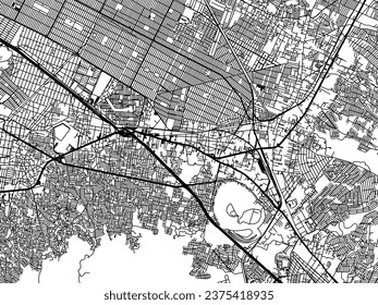 Vector city map of Los Reyes Acaquilpan in Mexico with black roads isolated on a white background.