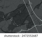 Vector city map of Louvain-La-Neuve in Belgium with white roads isolated on a grey background.