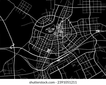 Vector city map of Luan in People's Republic of China (PRC) with white roads isolated on a black background.