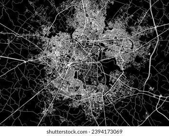 Vector city map of Lucknow in the Republic of India with white roads isolated on a black background.