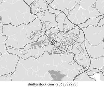 Vector city map of Ludenscheid in the Germany with black roads isolated on a grey background.