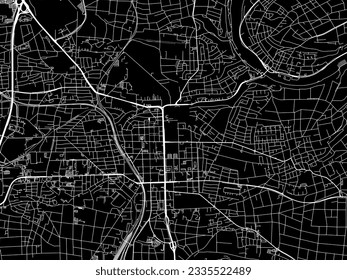 Vector city map of Ludwigsburg in Germany with white roads isolated on a black background.