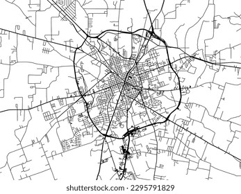 Vector city map of Lufkin Texas in the United States of America with black roads isolated on a white background.