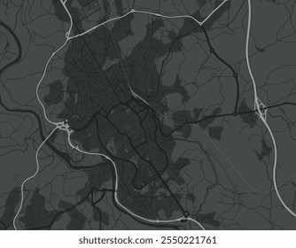 Vector city map of Lugo in Spain with white roads isolated on a grey background.