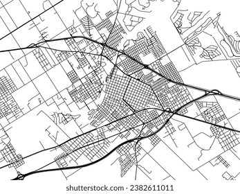 Vector city map of Lujan in Argentina with black roads isolated on a white background.