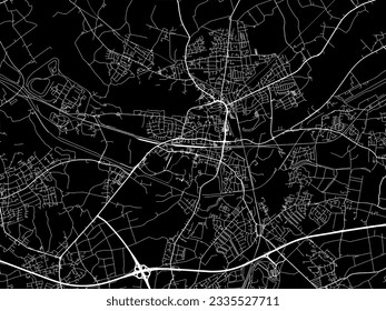 Vector city map of Lunen in Germany with white roads isolated on a black background.