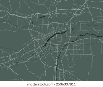 Vector city map of Luoyang in the People's Republic of China with white roads isolated on a green background.