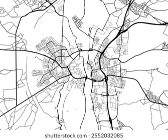 Vector city map of Maastricht in the Netherlands with black roads isolated on a white background.
