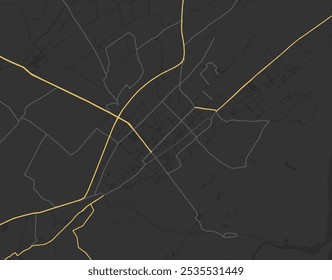 Vector city map of Machilipatnam in the Republic of India with yellow roads isolated on a brown background.