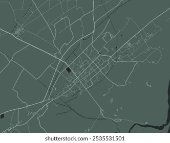 Vector city map of Machilipatnam in the Republic of India with white roads isolated on a green background.