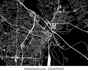 Vector city map of Macon Georgia in the United States of America with white roads isolated on a black background.