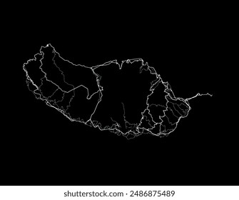 Vector city map of Madeira in Portugal with white roads isolated on a black background.