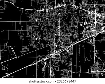 Vector city map of Madison Alabama in the United States of America with white roads isolated on a black background.