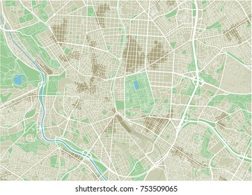 Vector city map of Madrid with well organized separated layers.