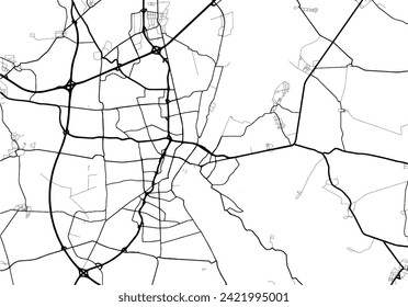 Vector city map of Magdeburg in Germany with black roads isolated on a white background.