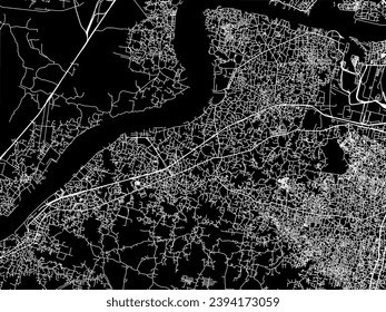 Stadtplan von Maheshtala in der Republik Indien mit weißen Straßen einzeln auf schwarzem Hintergrund.