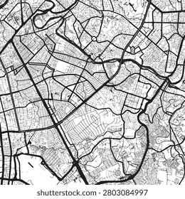 Vector city map of Makati City, Metro Manila, Philippines  with black roads isolated on a white background.
