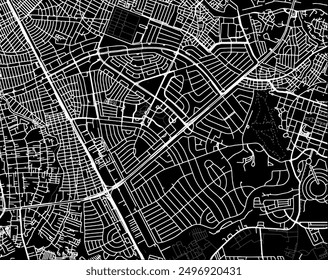Vector city map of Makati City in the Philippines with white roads isolated on a black background.