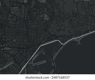 Vector city map of Malaga Centro in Spain with white roads isolated on a grey background