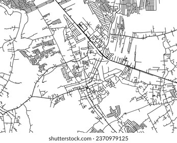 Vector city map of Malolos in the Philippines with black roads isolated on a white background.