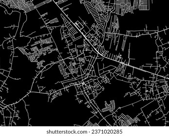 Vector city map of Malolos in the Philippines with white roads isolated on a black background.