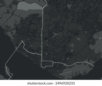 Vector city map of Manaus in Brazil with white roads isolated on a grey background.