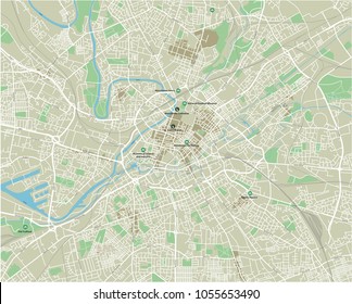 Vector city map of Manchester with well organized separated layers.