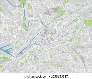 Vector city map of Manchester with well organized separated layers.