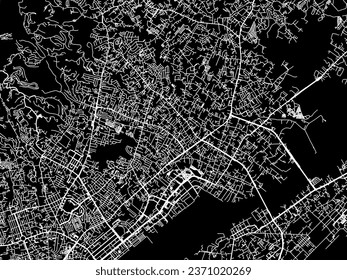 Vector city map of Mandaue City in the Philippines with white roads isolated on a black background.