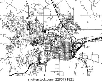 Vector city map of Manhattan Kansas in the United States of America with black roads isolated on a white background.