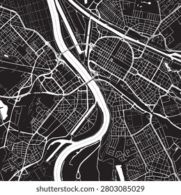 Vector city map of Mannheim Zentrum in the Germany with white roads isolated on a black background.