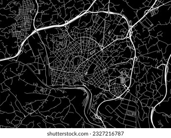 Vector city map of Manresa in Spain with white roads isolated on a black background.