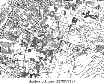 Vector city map of Mansilingan in the Philippines with black roads isolated on a white background.