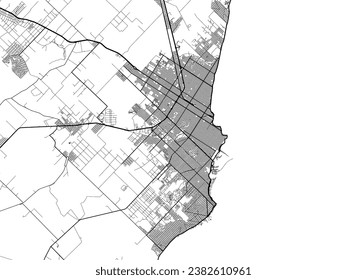 Stadtplan von Mar del Plata in Argentinien mit schwarzen Straßen einzeln auf weißem Hintergrund.