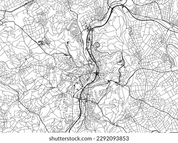 Vector city map of Marburg in the Germany with black roads isolated on a white background.