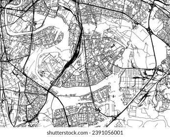 Vector city map of Marino in the Russian Federation with black roads isolated on a white background.