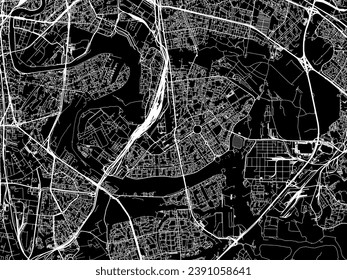 Vector city map of Marino in the Russian Federation with white roads isolated on a black background.