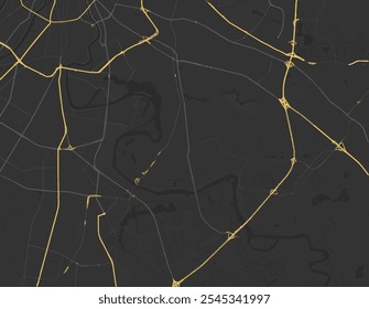 Mapa vetorial de Marino na Federação Russa com estradas amarelas isoladas sobre um fundo marrom.