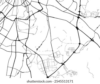 Mapa vetorial de Marino na Federação Russa com estradas pretas isoladas sobre um fundo branco.