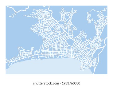 Mapa de la ciudad vectorial. Ilustración de Marmaris. Mapa de la ciudad. Turquía