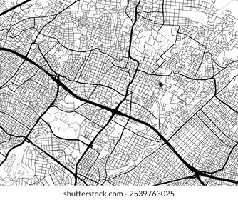 Vector city map of Marousi in Greece with black roads isolated on a white background.