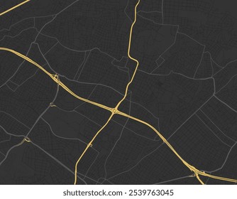 Vector city map of Marousi in Greece with yellow roads isolated on a brown background.