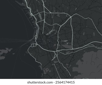 Vector city map of Marseille in the France with white roads isolated on a grey background.