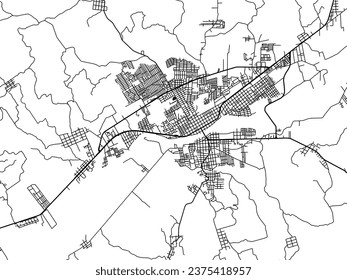 Vector city map of Martinez de la Torre in Mexico with black roads isolated on a white background.