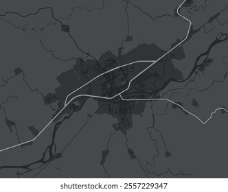 Vector city map of Martinez de la Torre in Mexico with white roads isolated on a grey background.