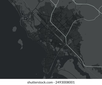 Vector city map of Mazatlan in Mexico with white roads isolated on a grey background.