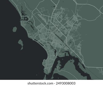 Vector city map of Mazatlan in Mexico with white roads isolated on a green background.