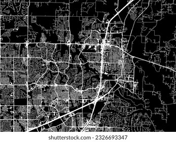 Vector city map of McKinney Texas in the United States of America with white roads isolated on a black background.